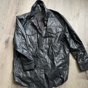 Wild Fable Black Faux Leather Shirt Jacket